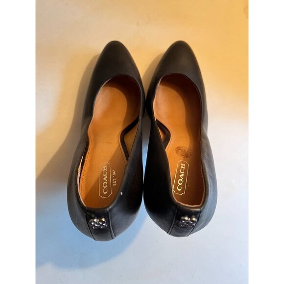 Coach EUC Caya Black Napa Leather Platform Pumps Womens Heels Shoes Size 10 B - Picture 4 of 7